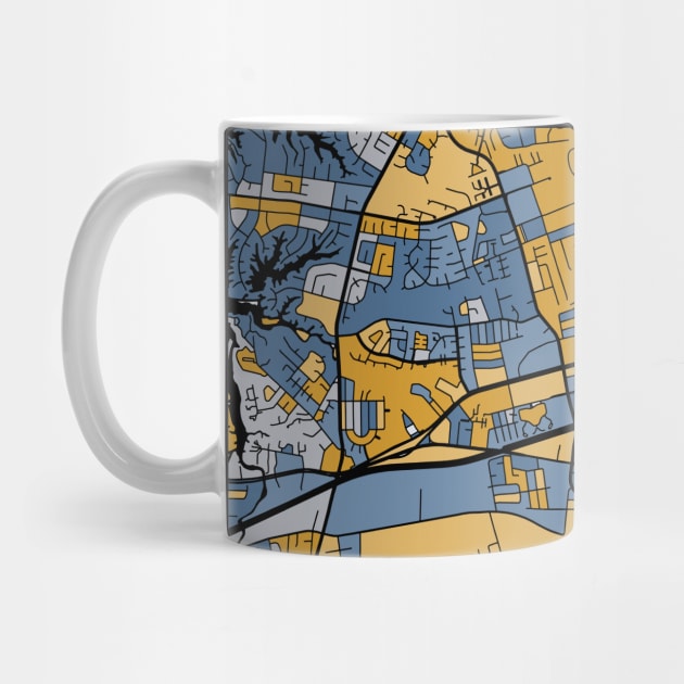 Virginia Beach Map Pattern in Blue & Gold by PatternMaps